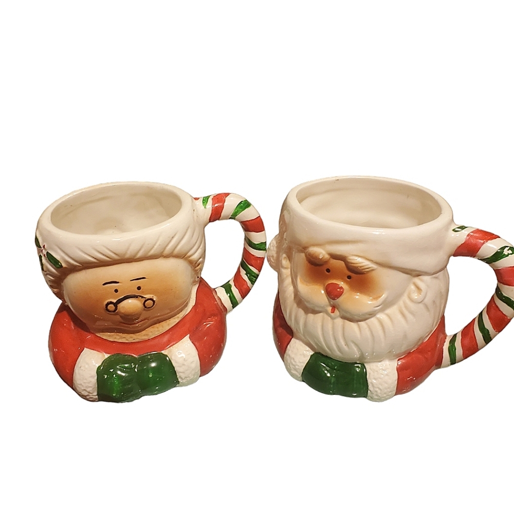 Vintage Christmas Mugs Santa And Mrs Claus